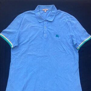 Burberry Brit Men’s Sky Blue Short Sleeve Polo 100% Cotton Embroidered Logo XXL
